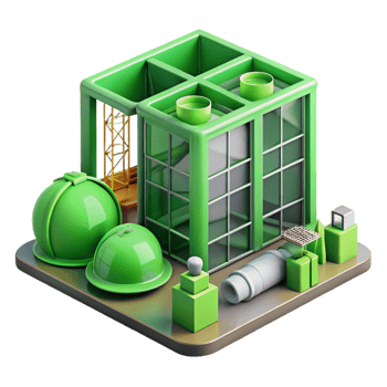 elegant artistic Green Building Construction Site Isolated with Workers original png