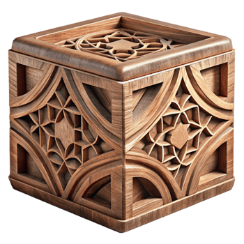 wonderful rustic Carved Wooden Box Geometric Design Cutout Isolated high resolution png