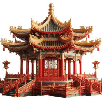 Luxurious Chinese Pagoda with Ornate Details png
