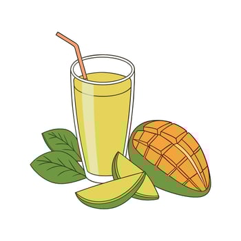 Tasty Spinach Mango Juice Healthy Snack vector