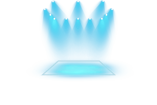 Bright blue Spotlight. Scene. Stage. Podium. Light Effects. Glow light effect. Glowing lamp. . Illustration number 476 png