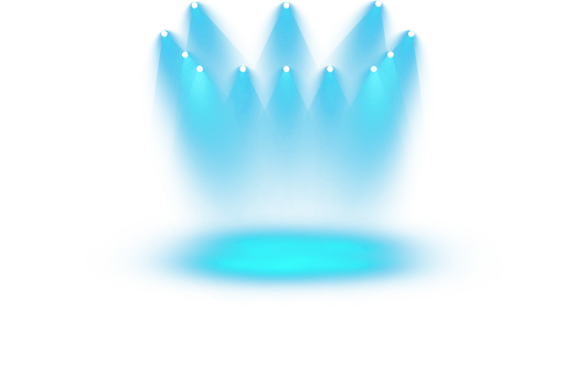 Bright blue Spotlight. Scene. Stage. Podium. Light Effects. Glow light effect. Glowing lamp. . Illustration number 473 png