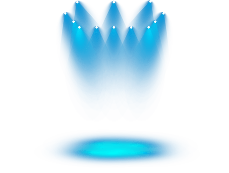 Bright blue Spotlight. Scene. Stage. Podium. Light Effects. Glow light effect. Glowing lamp. . Illustration number 464 png