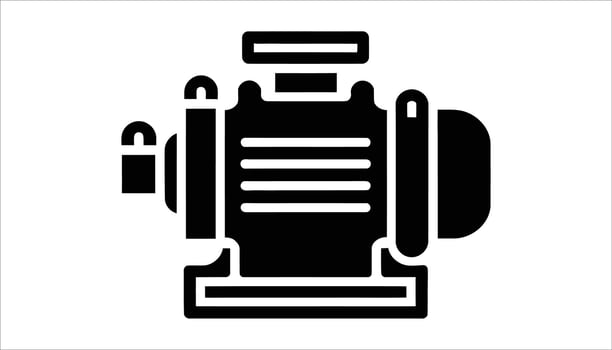 Electric Motor. Industrial Machine Icon. Mechanical Engine Silhouette vector