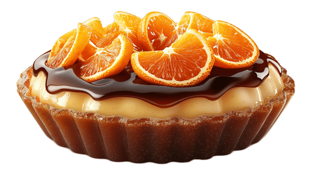 Luscious Chocolate Orange Tart Topped with Fresh Slices of Juicy Oranges png