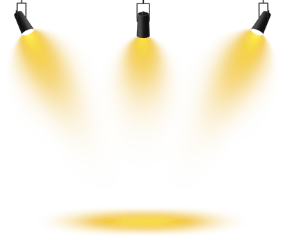 Bright Yellow or Golden Spotlight. Scene. Stage. Podium. Light Effects. Glow light effect. Glowing lamp. . Illustration number 343 png