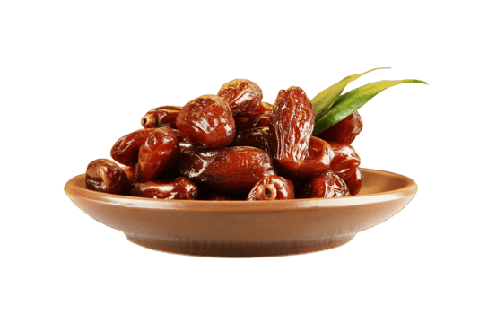 Dry dates khajur on a bowl. Arabian Dates for Ramadan png