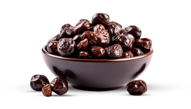 Bowl with dates. Dry dates khajur on a wooden bowl. Arabian Dates for Ramadan png