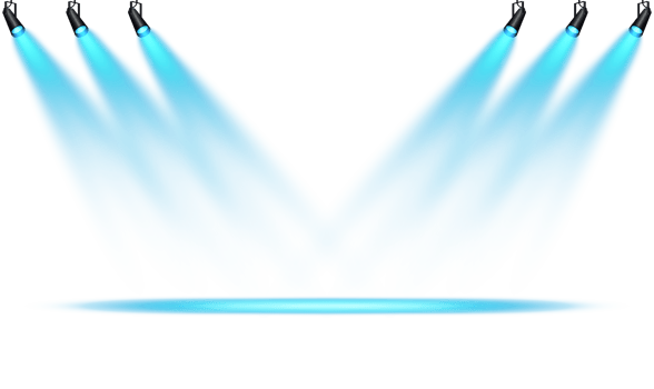 Bright blue Spotlight. Scene. Stage. Podium. Light Effects. Glow light effect. Glowing lamp. . Illustration number 229 png