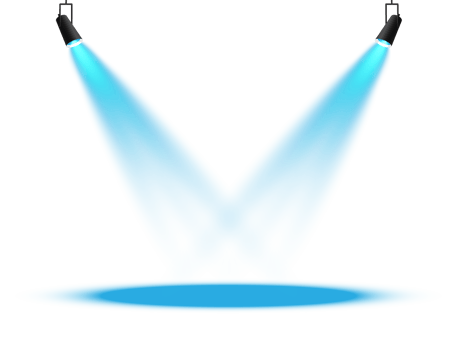 Bright blue Spotlight. Scene. Stage. Podium. Light Effects. Glow light effect. Glowing lamp. . Illustration number 228 png