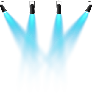 Bright blue Spotlight. Scene. Stage. Podium. Light Effects. Glow light effect. Glowing lamp. . Illustration number 225 png