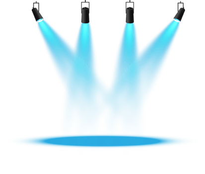 Bright blue Spotlight. Scene. Stage. Podium. Light Effects. Glow light effect. Glowing lamp. . Illustration number 219 png