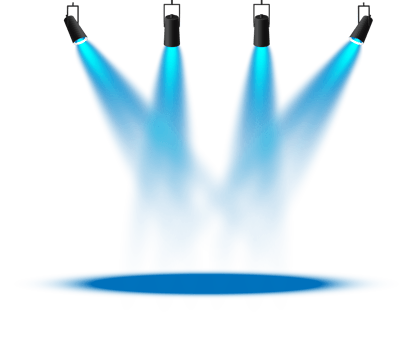 Bright blue Spotlight. Scene. Stage. Podium. Light Effects. Glow light effect. Glowing lamp. . Illustration number 217 png