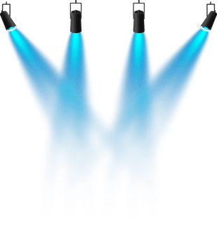 Bright blue Spotlight. Scene. Stage. Podium. Light Effects. Glow light effect. Glowing lamp. . Illustration number 215 png