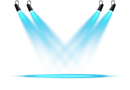 Bright blue Spotlight. Scene. Stage. Podium. Light Effects. Glow light effect. Glowing lamp. . Illustration number 216 png