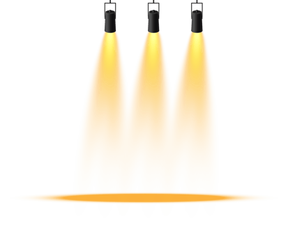 Bright Yellow or Golden Spotlight. Scene. Stage. Podium. Light Effects. Glow light effect. Glowing lamp. . Illustration number 212 png