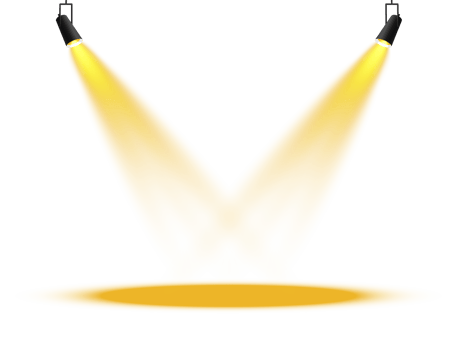 Bright Yellow or Golden Spotlight. Scene. Stage. Podium. Light Effects. Glow light effect. Glowing lamp. . Illustration number 210 png