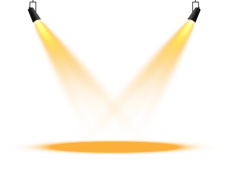 Bright Yellow or Golden Spotlight. Scene. Stage. Podium. Light Effects. Glow light effect. Glowing lamp. . Illustration number 195 png