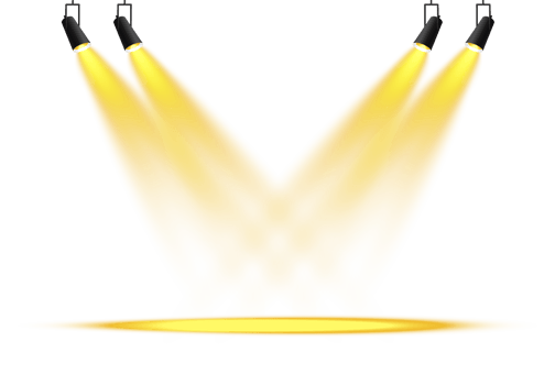 Bright Yellow or Golden Spotlight. Scene. Stage. Podium. Light Effects. Glow light effect. Glowing lamp. . Illustration number 190 png