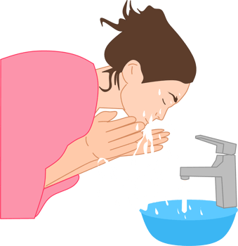 Woman washing face with water illustration png