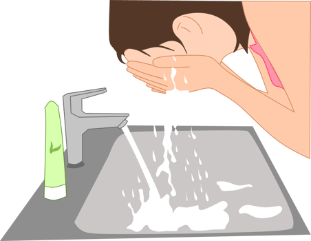 A woman washes her face with facial cleansing soap illustration png