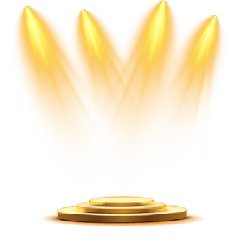 Bright Golden podium with Spotlight. Scene. Stage. Podium. Light Effects. Glow light effect. Glowing lamp. . Illustration number 3 png