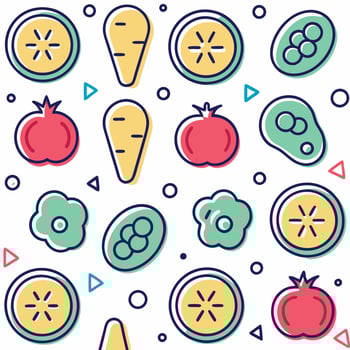 seamless pattern with vegetables and fruits vector