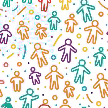 colorful people and dots pattern on a white background vector