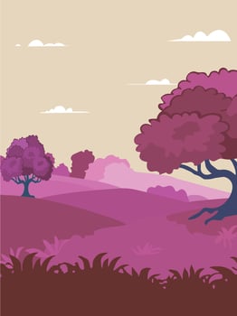 Purple Sunset Hills illustration vector