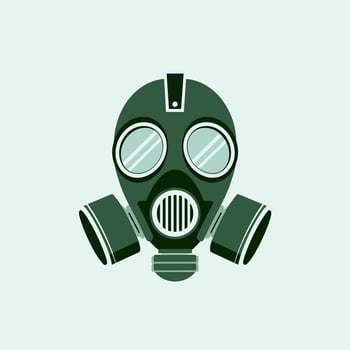 A gas mask icon on a green background vector