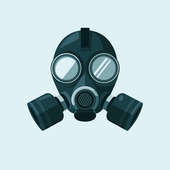 Minimalist Gas Mask Icon on a Solid Blue Background vector