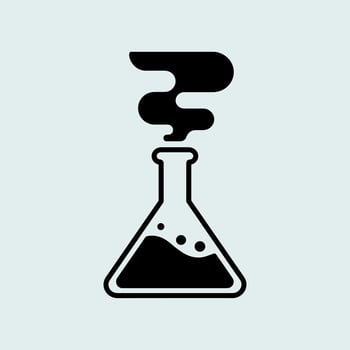 A black and white illustration of a laboratory flask vector