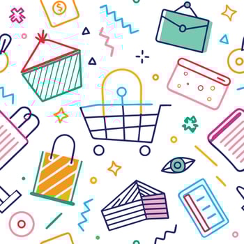 Colorful Shopping and Tech Icons Pattern vector