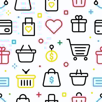 Colorful Shopping Icons Pattern vector