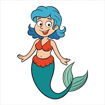 Cartoon mermaid illustration vector