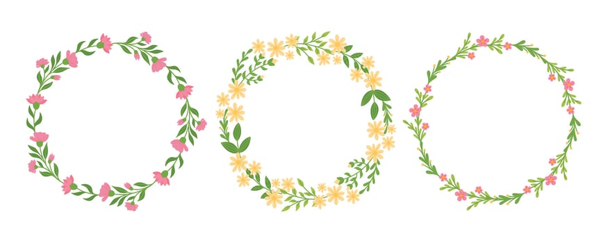 Spring wreaths with flowers vector