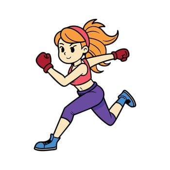 Female Boxer showing punch, Ready for Combat, women's empowerment, woman athlete fitness activity. vector