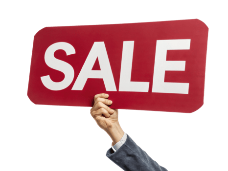 Hand holding red sale sign, promoting discounts and offers png