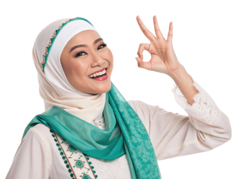 Smiling woman in hijab making okay gesture, expressing happiness and positivity png