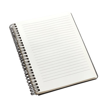 Blank spiral notebook, ready for notes. png