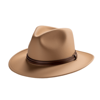 brown hat with a black band isolated on transparent background png