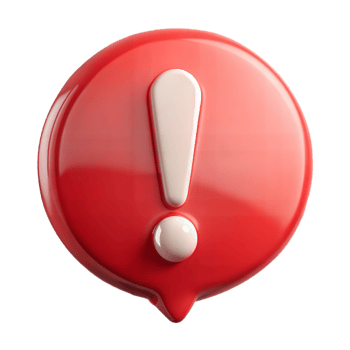 Red glossy circle with white exclamation mark 3D rendering attention alert warning sign symbol notification important notice urgent information caution danger risk png
