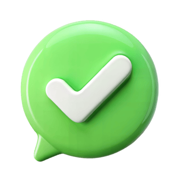 Glossy Green Speech Bubble with White Check Mark 3D Render Illustration png