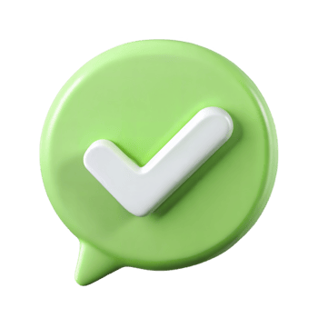 Three Dimensional Green Speech Bubble with White Check Mark Icon Illustration png