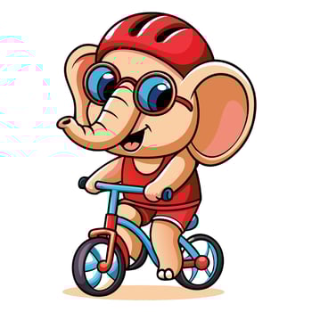 Cute elephant riding a tricycle vector