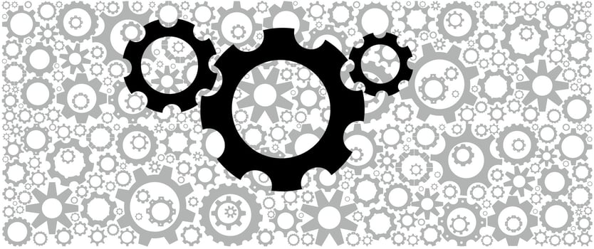 Template consisting of filled space with silhouettes of gray gears with black cogwheels vector