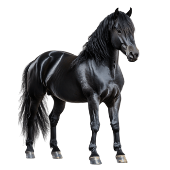 Powerful Black Horse Standing Isolated Against a Transparent Background png