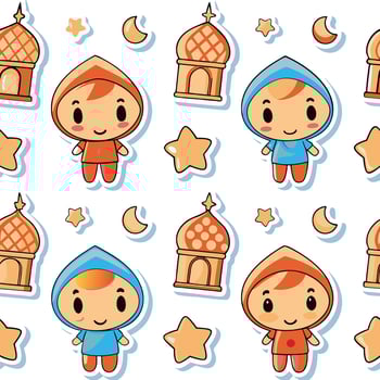 Cute Islamic Character Pattern vector