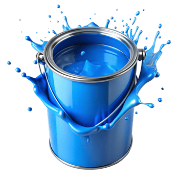 blue paint box with blue paint splash is isolated on transparent background png