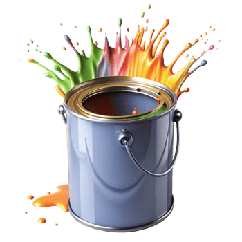 blue paint box with colourful paint splash is isolated on transparent background png